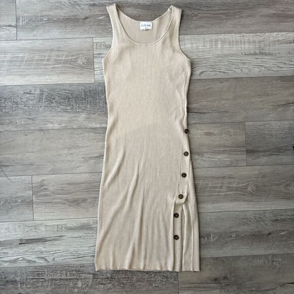 Olive And Oak Knit Dress Women’s Size XS Sexy Minimalist Bodycon Beige - Picture 1 of 7